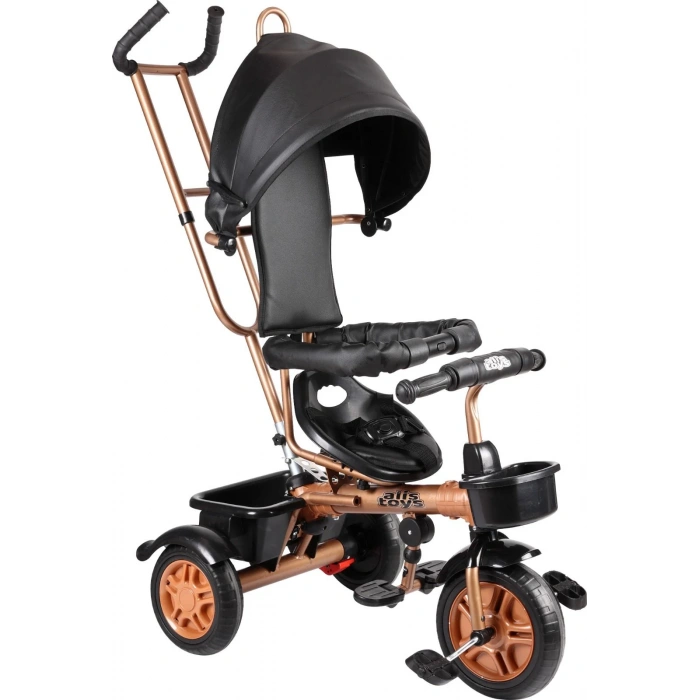 Sweet Gold Arkadan Tutacaklı Bisiklet Siyah - Üç Tekerli İtmeli Bisiklet - Ebeveyn Kontröllü Bisiklet Bebek Bisikleti