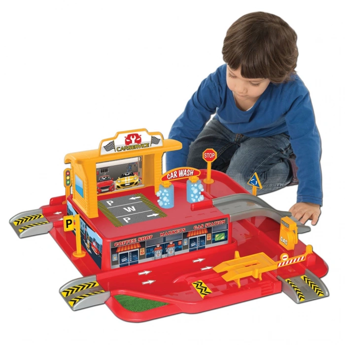 Tek Katlı Garaj Seti - Otopark Seti - Araba Seti - Araç Seti - Araba Oyunu - Tek Garaj