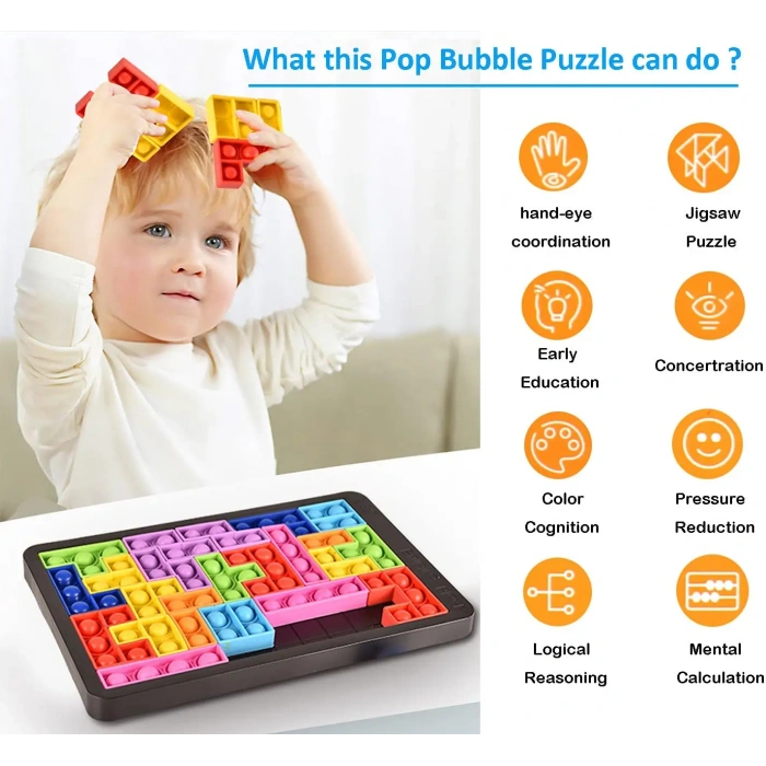 Tetris Popit - Puzzle Popit - Slicon Puzzle Building BlocksPopit - Popit Oyuncak - Stres Oyuncak - Slikon Tetris Popit Oyuncak
