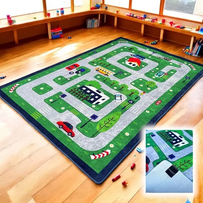 Trafik Çocuk Halısı 200x290 cm. - Trafik Anaokulu Halısı - Trafik Kreş Halısı - Trafik Oyun Halısı