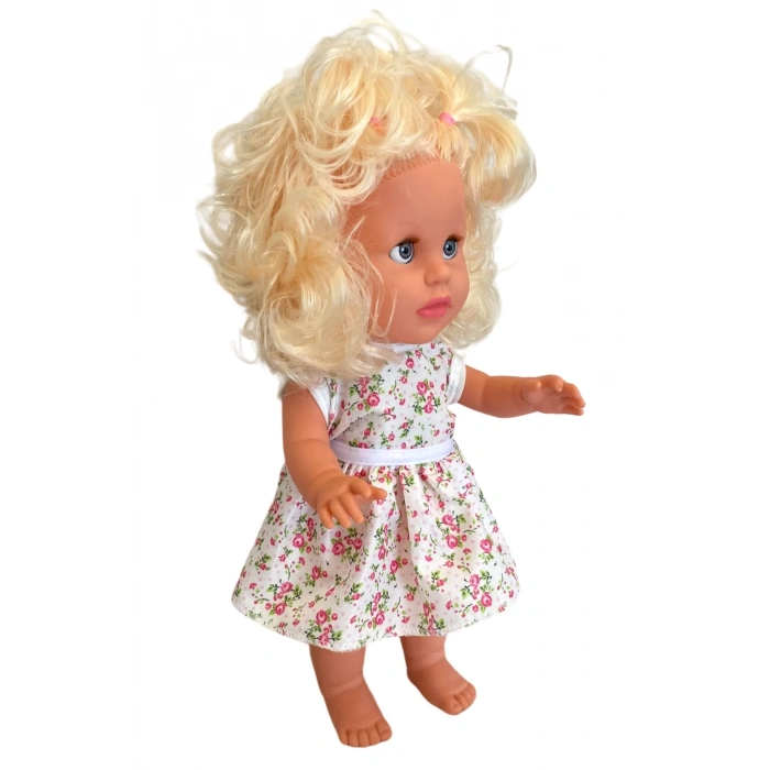 Türkçe Konuşan Sakura Saçlı Et Bebek 35 Cm. Kutulu - Konuşabilen Bebek - Saçlı Büyük Bebek - Saçlı Bebek