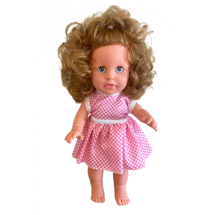 Türkçe Konuşan Sakura Saçlı Et Bebek 35 Cm. Kutulu - Konuşabilen Bebek - Saçlı Büyük Bebek - Saçlı Bebek