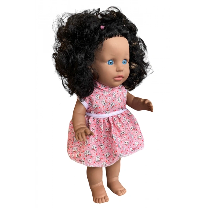 Türkçe Konuşan Siyahi Sakura Saçlı Et Bebek 35 Cm. - Konuşabilen Bebek - Saçlı Büyük Bebek - Saçlı Bebek