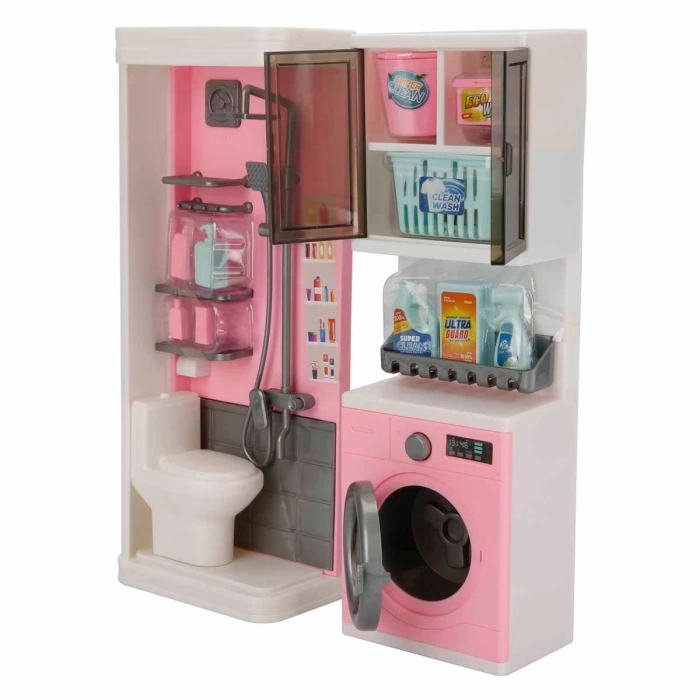 Tuvalet ve Çamaşır Makinesi Banyo Seti - Modern Banyo Seti - Minyatür Ev Oyuncak Seti - Banyo Oyuncak Seti - Klozet, Tuvalet, Çamaşır Makinesi Oyuncak