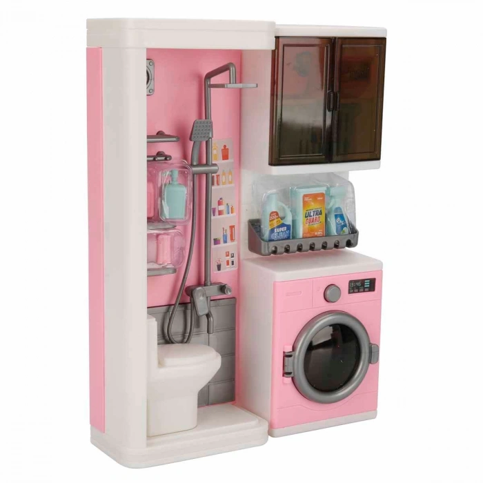 Tuvalet ve Çamaşır Makinesi Banyo Seti - Modern Banyo Seti - Minyatür Ev Oyuncak Seti - Banyo Oyuncak Seti - Klozet, Tuvalet, Çamaşır Makinesi Oyuncak