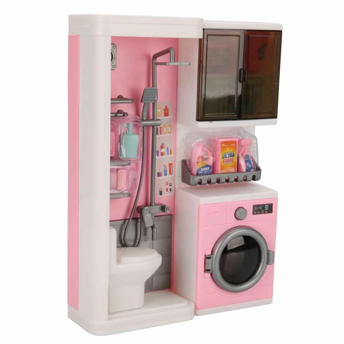 Tuvalet ve Çamaşır Makinesi Banyo Seti - Modern Banyo Seti - Minyatür Ev Oyuncak Seti - Banyo Oyuncak Seti - Klozet, Tuvalet, Çamaşır Makinesi Oyuncak