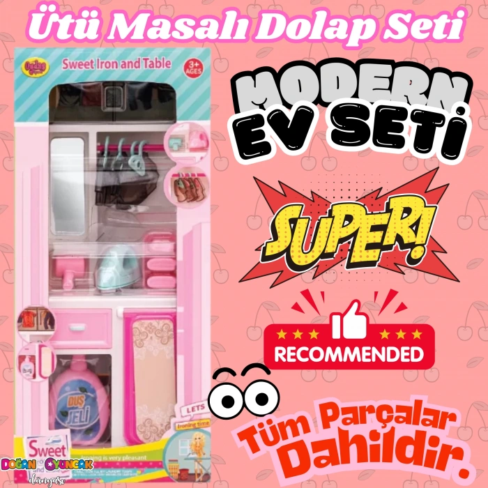 Ütü Masalı Banyo Seti - Modern Banyo Seti - Minyatür Ev Oyuncak Seti - Banyo Oyuncak Seti - Ütü Masası Oyuncak
