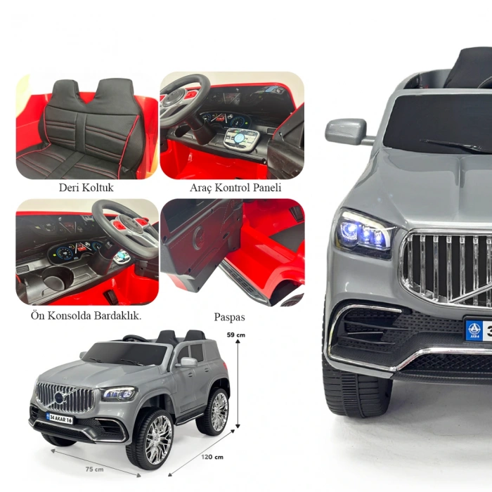 Voyage GT Gri Uzaktan Kumandalı 4X2 12 Volt Akülü Araba - RC Volvo Akülü Araba Volvo Akülü Araç