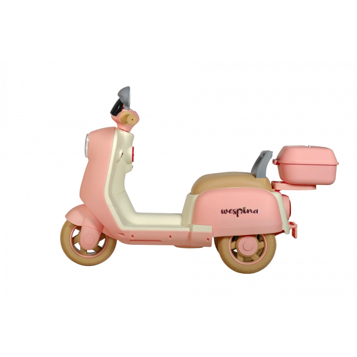 Wespina Uzaktan Kumandalı 3 Tekerli Akülü Motor Pembe - Akülü Çocuk Motor Müzik Çalarlı Uzaktan Kumandalı Motor