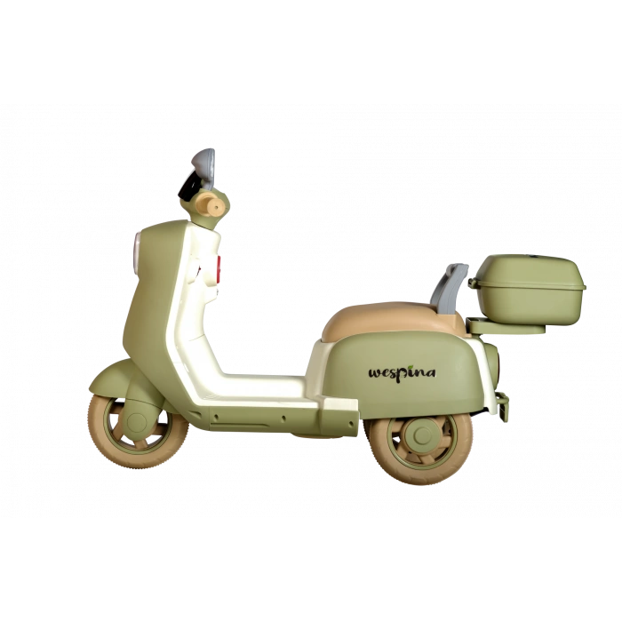 Wespina Uzaktan Kumandalı 3 Tekerli Akülü Motor Yeşil - Akülü Çocuk Motor Müzik Çalarlı Uzaktan Kumandalı Motor