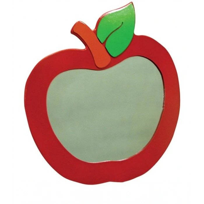 Elma Lavabo Aynası - Anaokulu Lavabo Aynası - Ahşap Ayna - Okul İçin Ayna