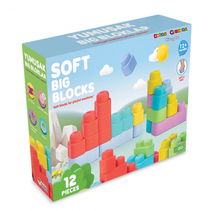 Yumuşak Soft Lego Seti 12 Parça - Büyük Yumuşak Bloklar - Büyük Soft Lego Oyuncakları - Yumuşak Lego - Soft Lego