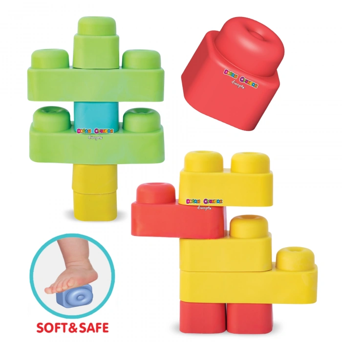 Yumuşak Soft Lego Seti 18 Parça - Büyük Yumuşak Bloklar - Büyük Soft Lego Oyuncakları - Yumuşak Lego - Soft Lego