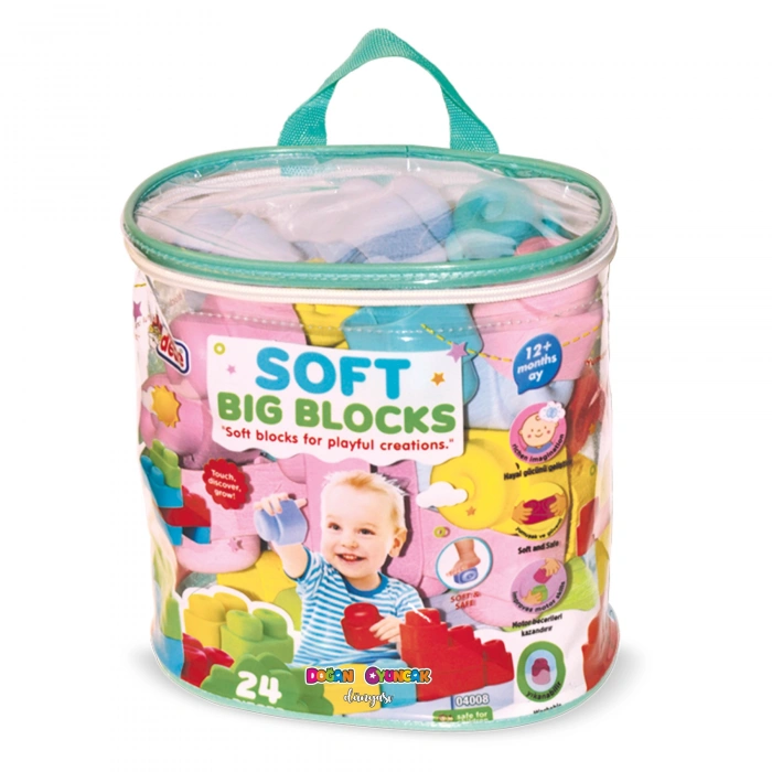 Yumuşak Soft Lego Seti 24 Parça Paketli - Büyük Yumuşak Bloklar - Büyük Soft Lego Oyuncakları - Yumuşak Lego - Soft Lego