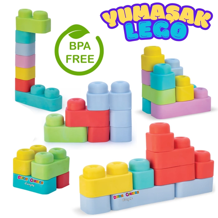Yumuşak Soft Lego Seti 24 Parça Paketli - Büyük Yumuşak Bloklar - Büyük Soft Lego Oyuncakları - Yumuşak Lego - Soft Lego