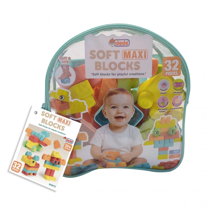 Yumuşak Soft Maxi Bloklar Çantalı (32 Parça) - Soft Yumuşak Bloklar - Büyük Soft Lego Oyuncakları - Yumuşak Lego - Soft Lego
