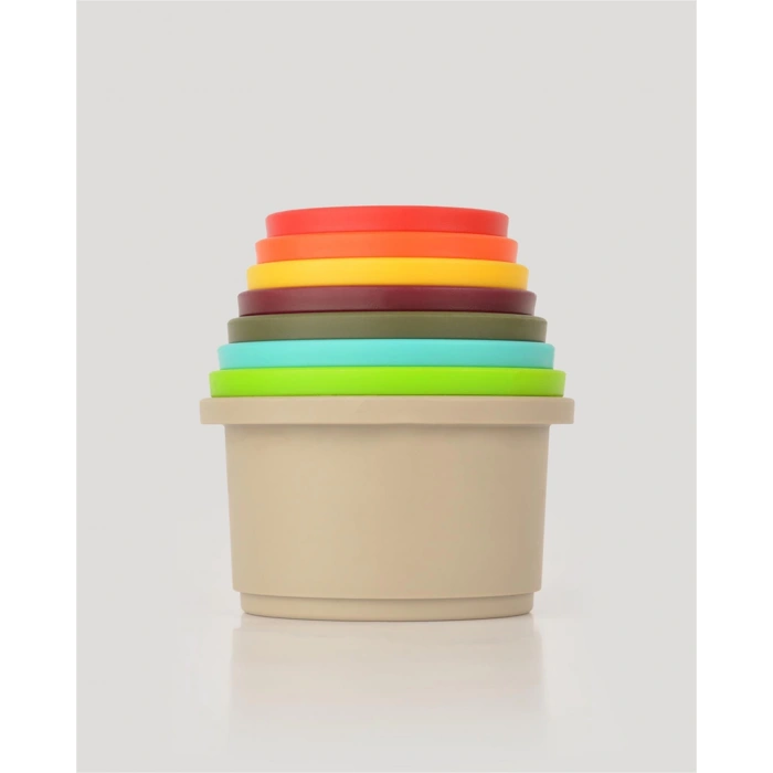 Yuvarlak Renkli Kaplar - Üst Üste Dizme Oyunu - Kırılmaz Oyuncak - Kırılmaz Bebek Oyuncak - Kutu Dizme Oyunu