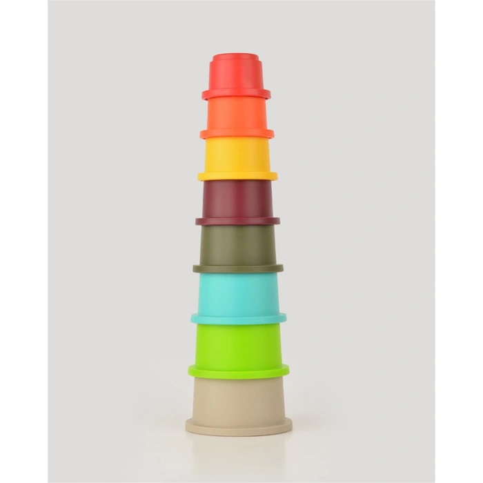 Yuvarlak Renkli Kaplar - Üst Üste Dizme Oyunu - Kırılmaz Oyuncak - Kırılmaz Bebek Oyuncak - Kutu Dizme Oyunu