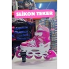 Slikon Tekerli Pembe Paten 31-34 Numara - Silikon Tekerli Paten Alıştırma Pateni - Silikon Tekerlekli