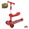 Power Slider Kırmızı Katlanabilir 3 Tekerlekli Oturaklı Scooter - Işıklı Scooter - Çocuk Scooter