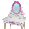 Ahşap Oturaklı Güzellik Masası - Makyaj Seti - Ahşap Güzellik Seti - Makyaj Masası