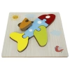 Ahşap Uçak Puzzle - Bebekleri İçin Puzzle - Ahşap Yapboz Oyuncak - Oyuncak Yap-boz - 4 Parça Puzzle
