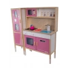 Dolaplı Musluktan Su Akan Işıklı Ahşap Mutfak - Ahşap Çocuk Mutfağı ve Buzdolabı - Ledli Mutfak Seti Buzdolaplı Su Akıtan Mutfak - Pembe