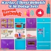 Karlar Ülkesi Bebekli Dörtlü Mutfak Seti - Frozen Modern Mutfak Seti - Işıklı Sesli Mutfak Oyuncak - Fırın, Buzdolabı, Bulaşık, Lavabo