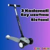 Lupa Katlanabilir Işıklı 3 Tekerlekli Gri Scooter - Işıklı Scooter - Slikon Teker Scooter - Çocuk Scooter - İttir Git