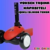 Lupa Katlanabilir Işıklı 3 Tekerlekli Kırmızı Scooter - Işıklı Scooter - Slikon Teker Scooter - Çocuk Scooter - İttir Git