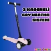 Lupa Katlanabilir Işıklı 3 Tekerlekli Pembe Scooter - Işıklı Scooter - Slikon Teker Scooter - Çocuk Scooter - İttir Git