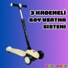 Lupa Katlanabilir Işıklı 3 Tekerlekli Sarı Scooter - Işıklı Scooter - Slikon Teker Scooter - Çocuk Scooter - İttir Git