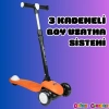 Lupa Katlanabilir Işıklı 3 Tekerlekli Turuncu Scooter - Işıklı Scooter - Slikon Teker Scooter - Çocuk Scooter - İttir Git