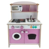 Pratik Hamarat Ahşap Mutfak - Ahşap Çocuk Mutfağı - Mutfak Seti - Kapaklı Mutfak - Pembe