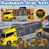 Rampalı İnşaat Tır Seti - İnşaat Taşıyıcı Tır - Kaydıraklı Kamyon - Araç Yol Seti - Tır Yol Seti - Oyuncak Araç Seti