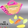 Sebze ve Meyve Çantası Pembe - Meyve Sebze Sepeti - Piknik Sepeti Oyuncak Meyveler - Oyuncak Sebzeler - Mutfak Oyuncakları