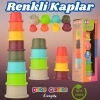 Yuvarlak Renkli Kaplar - Üst Üste Dizme Oyunu - Kırılmaz Oyuncak - Kırılmaz Bebek Oyuncak - Kutu Dizme Oyunu