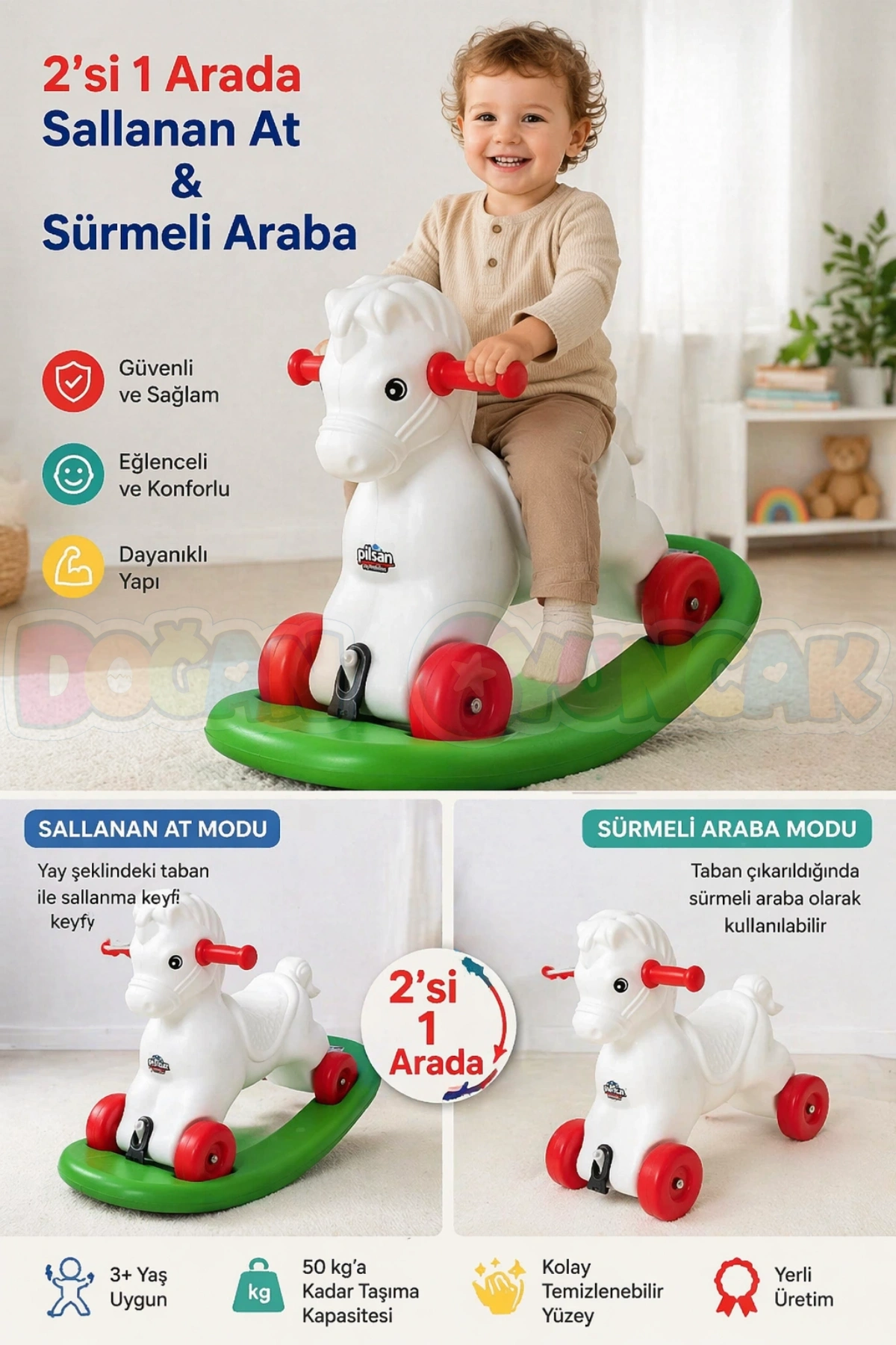 Moli Sallanan At - Sallanan At - Sallanan Oyuncaklar - Arabalı At Dış Mekan Oyuncak