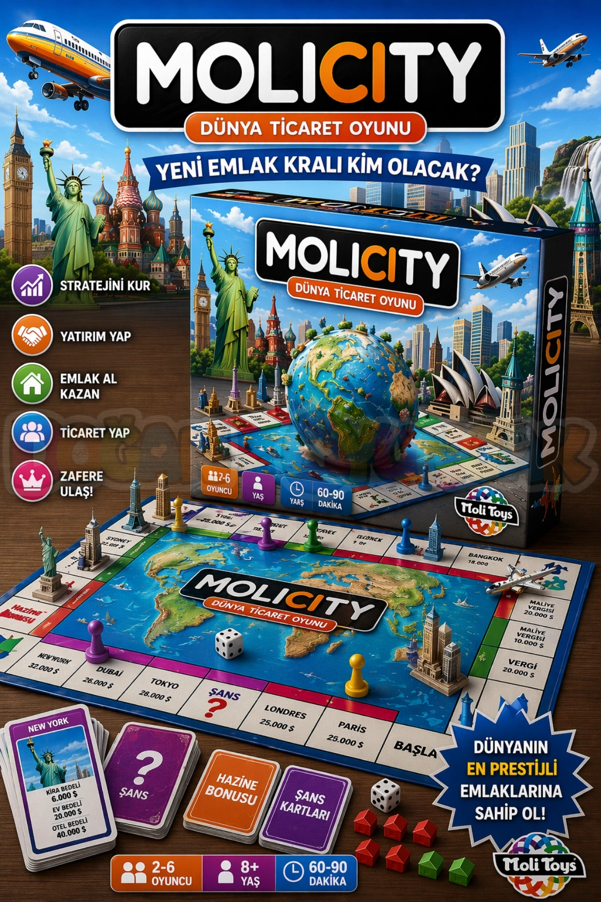 Molicity Dünya Emlak Ticaret Oyunu - Molicity Oyunu - Monoply Strateji Oyunu