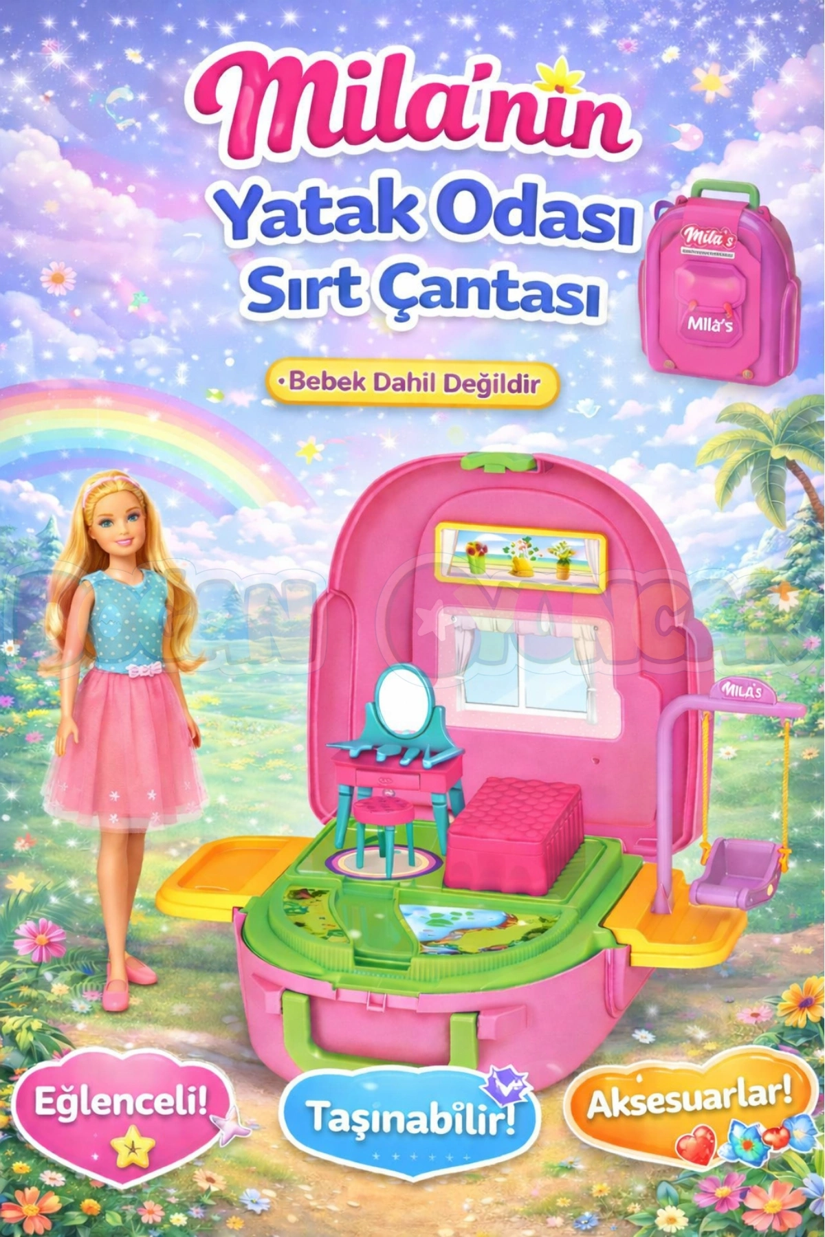 Milanın Yatak Odası Sırt Çantası - Yatak Odası Oyuncak - Yatak Odası Seti - Barbie Yatak Odası