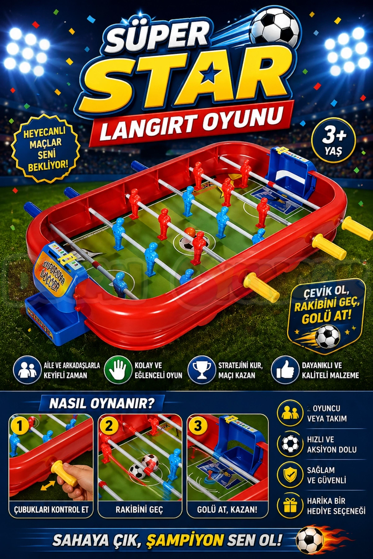 Süper Star Langırt Oyunu - Futbol Maçı Oyuncak - Futbol Oyuncakları - Top Oyuncak Langırt Setleri - Langırt Oyuncakları - Masa Oyunu