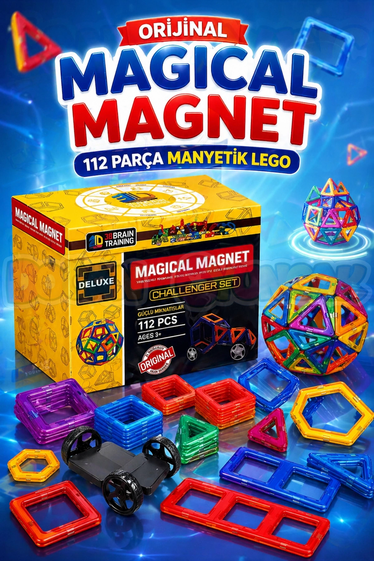 Orijinal Magical Magnet 112 Parça Manyetik Lego - Magnetic Magical Magnet - Mıknatıslı Lego - Mıknatıs Lego