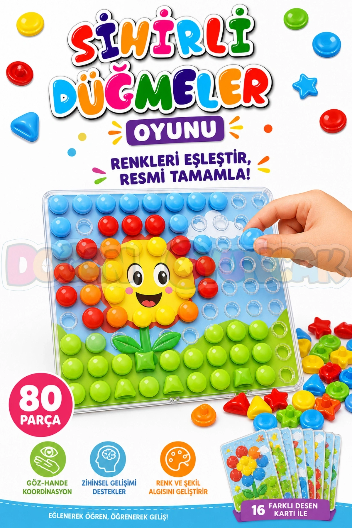 Sihirli Düğmeler Oyunu - Oyuncak Sihir Düğmeler - Renkleri Yerine Yerleştirme Oyunu Resim Oyunu