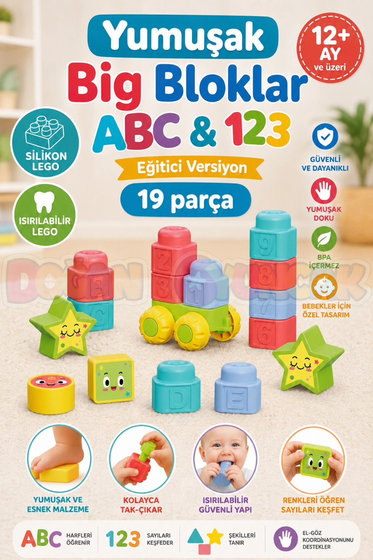 Yumuşak Big Bloklar ABC & 123 - Büyük Yumuşak Bloklar - Büyük Soft Lego Oyuncakları