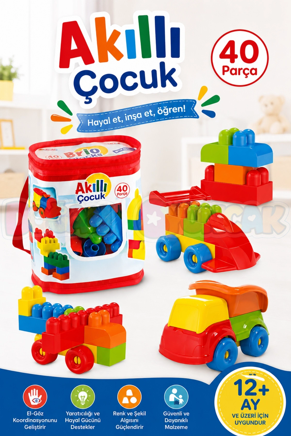 Akıllı Çocuk (40 Parça) - Büyük Parça Lego - Lego Setleri - Bloklar - Bebek Lego
