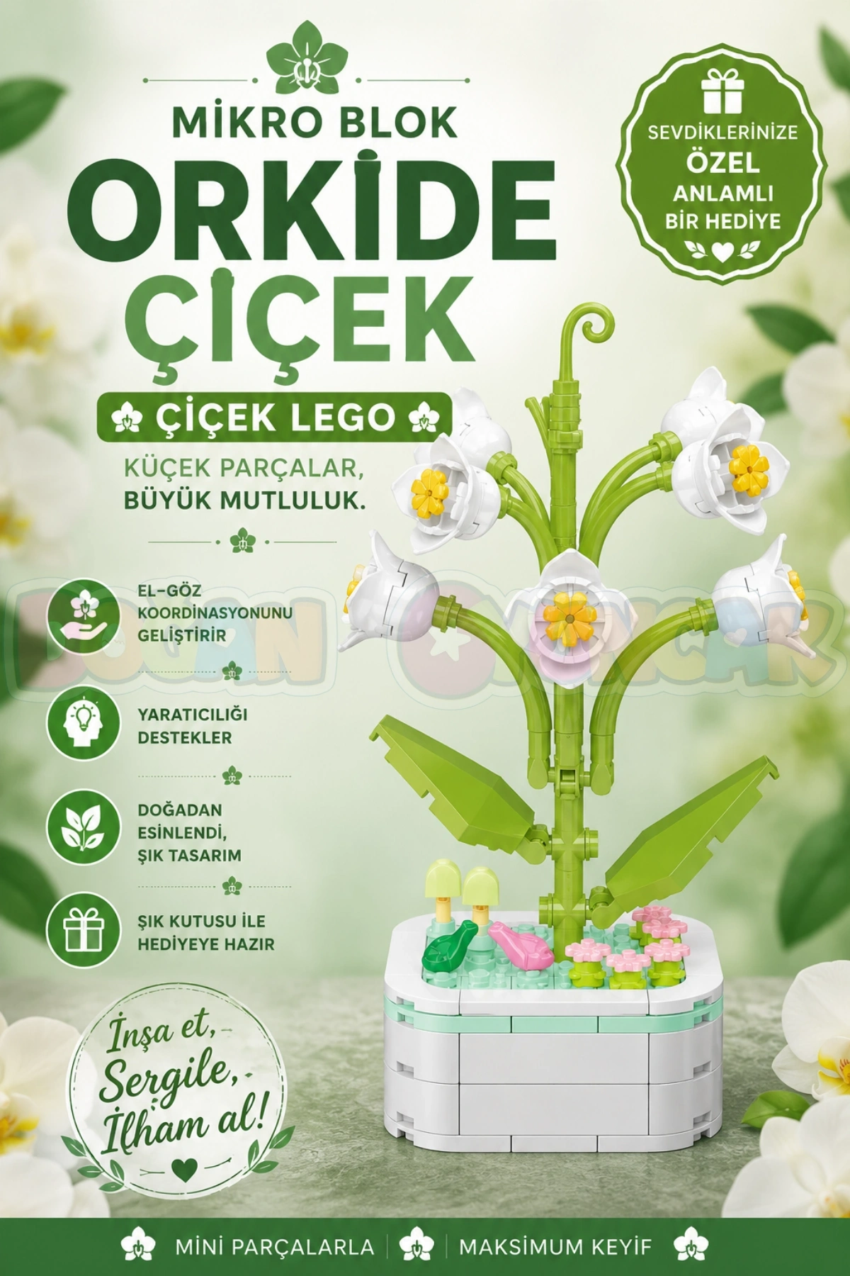 Mikro Blok Orkide Çiçek Lego - Lego Setleri Mini Lego - Çiçek Lego - Blossom Çiçek Lego