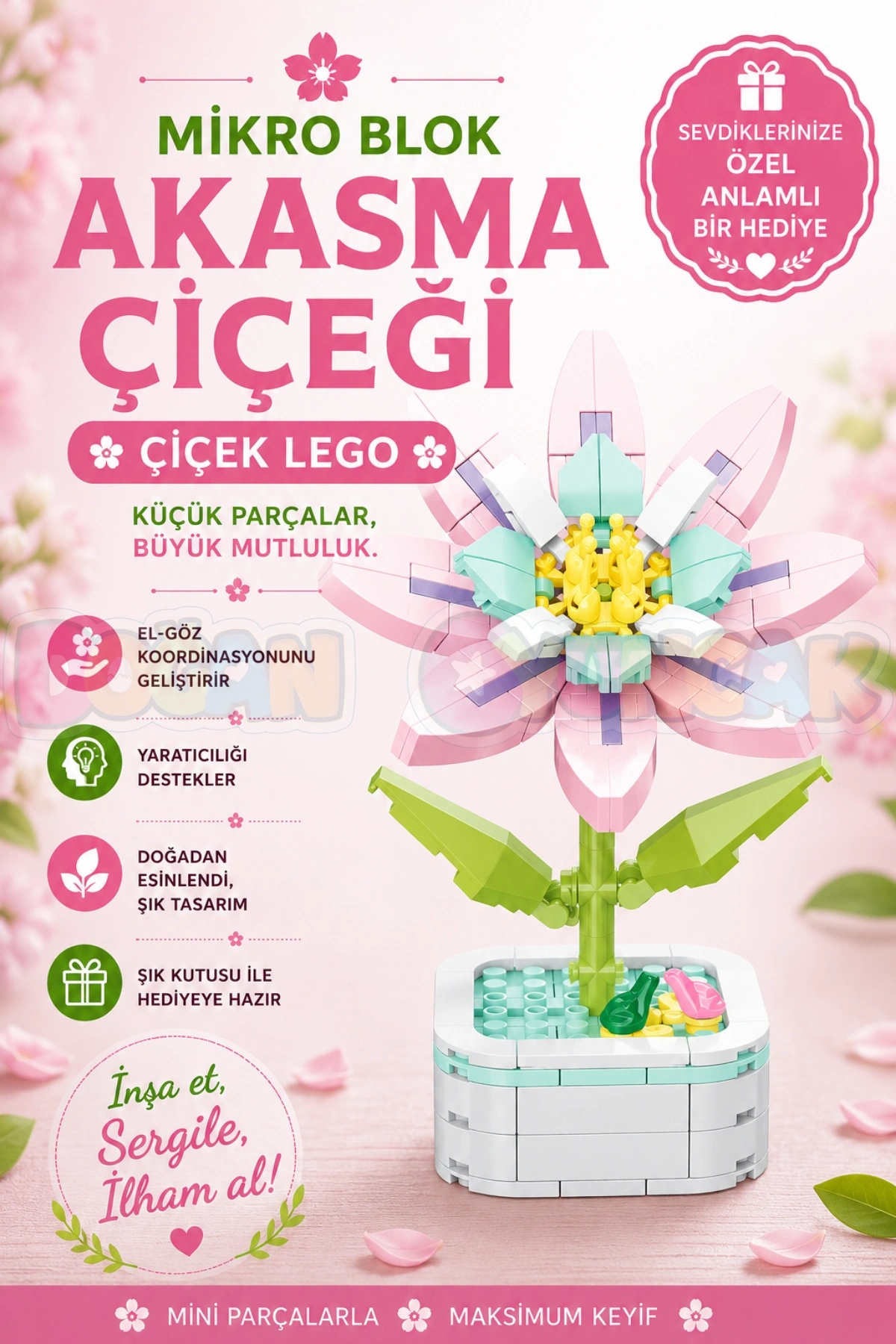 Mikro Blok Akasma Çiçeği Çiçek Lego - Lego Setleri Mini Lego - Çiçek Lego - Blossom Çiçek Lego