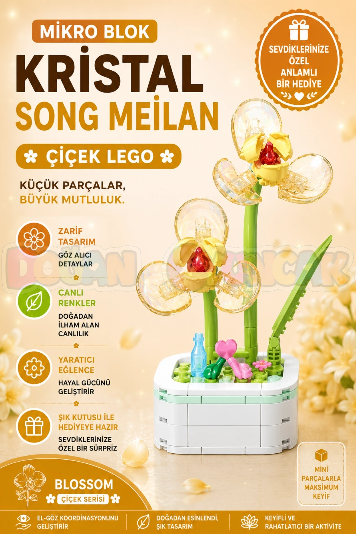 Mikro Blok Kristal Song Meilan Çiçek Lego - Lego Setleri Mini Lego - Çiçek Lego - Blossom Çiçek Lego