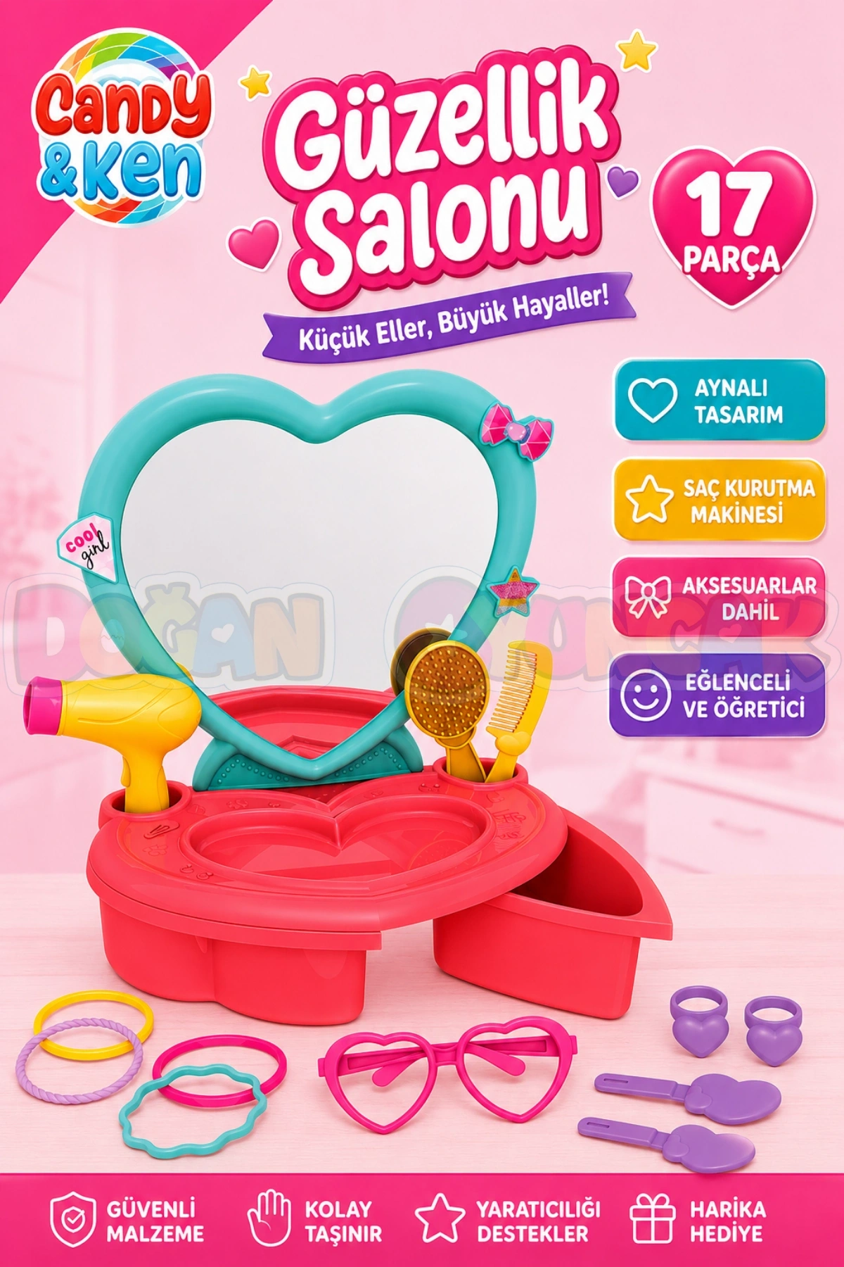 Candy & Ken Güzellik Salonu - Güzellik Setleri - Kuaför Oyuncak Seti - Makyaj Seti