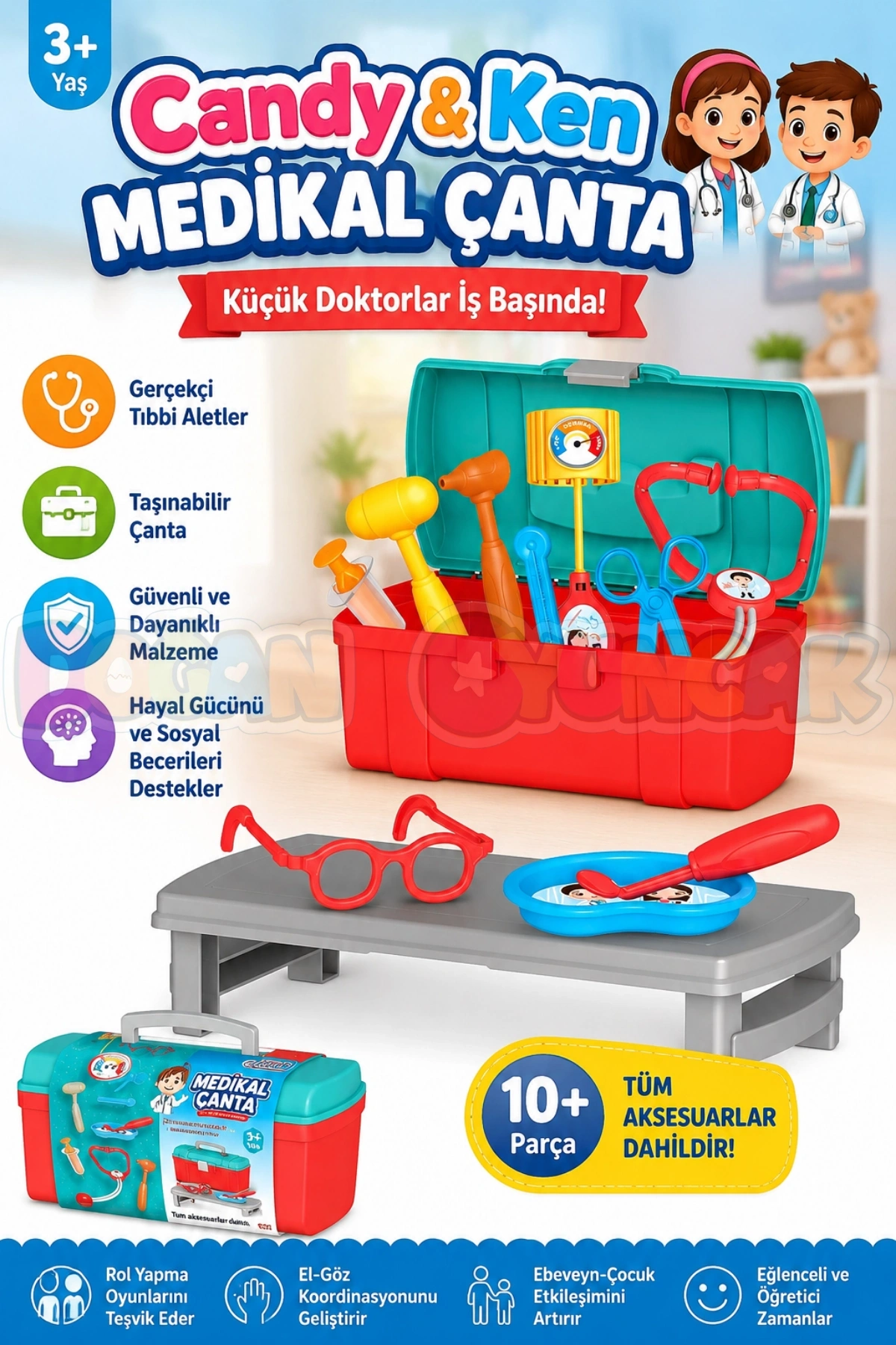 Candy & Ken Medikal Çanta - Doktor Çantası - Doktor Seti - Hasta Oyuncakları